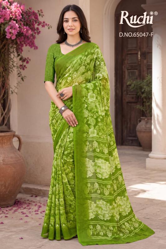 Ruchi saffron chiffon 276 embroidery saree wholesale